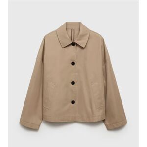 Mango Cotton Utility Jacket | Straight Button Front Minimalist Neutral Layer